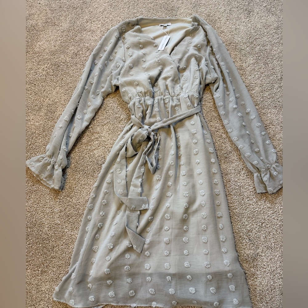 BALTIC BORN Paisley Gray Dot Midi Dress Size XL NWT - Picture 4 of 4